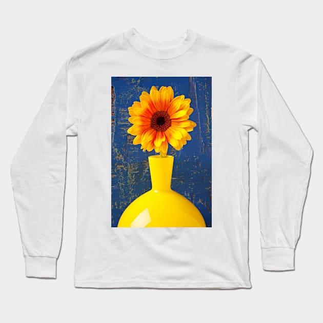 Gerbera Daisy In Yellow Vase Long Sleeve T-Shirt by photogarry